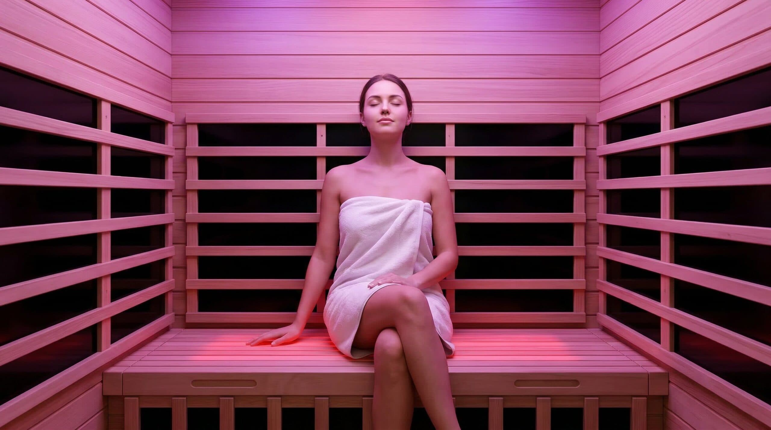 Infrared sauna session for detoxification and toxin elimination through deep sweating