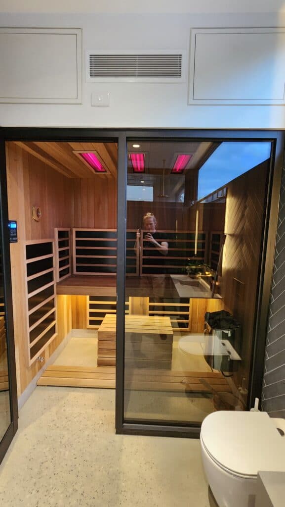 Western Red Cedar boards selected for a custom sauna