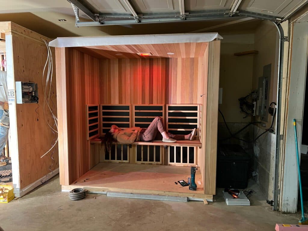 Wide custom Western Red Cedar infrared sauna