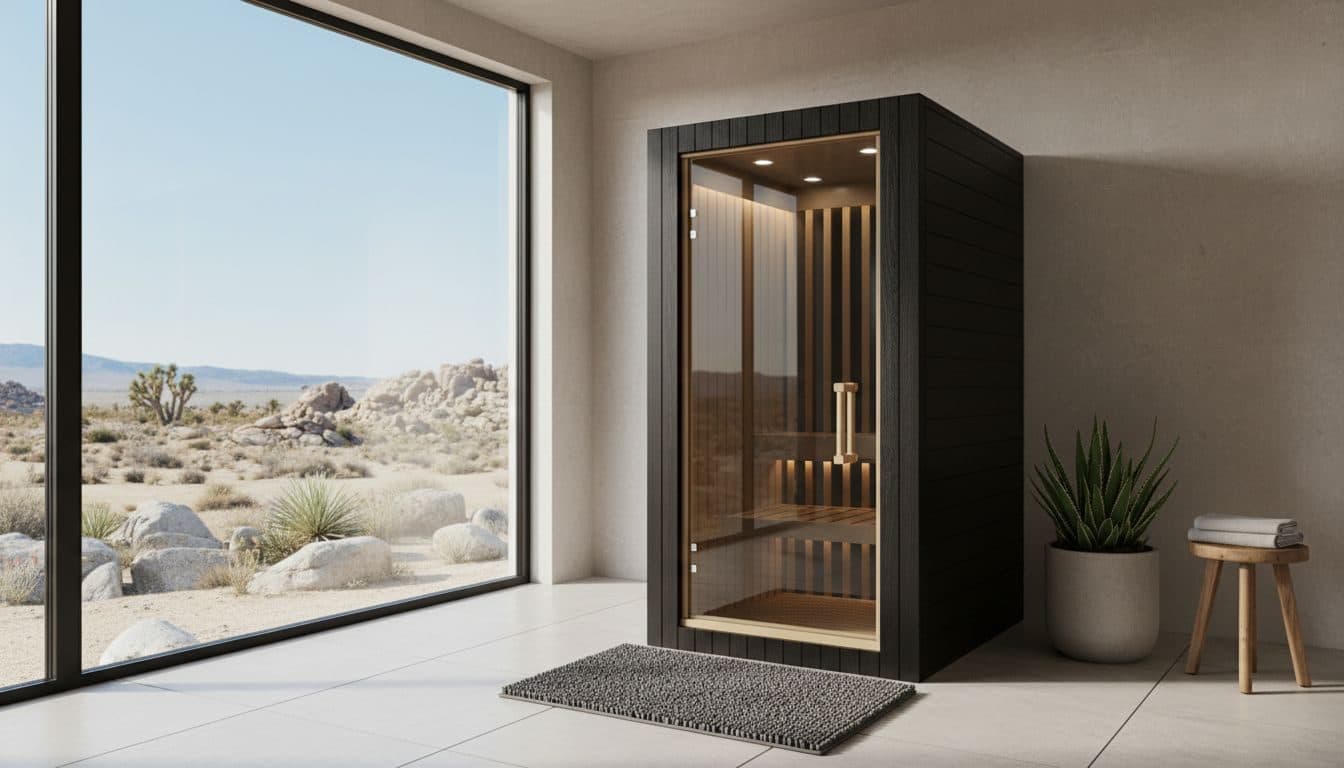 Person relaxing inside an Atlas One™ sauna