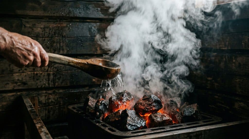 Traditional wet saunas rely on heavily heated rocks and splashed water to rapidly warm the ambient air.