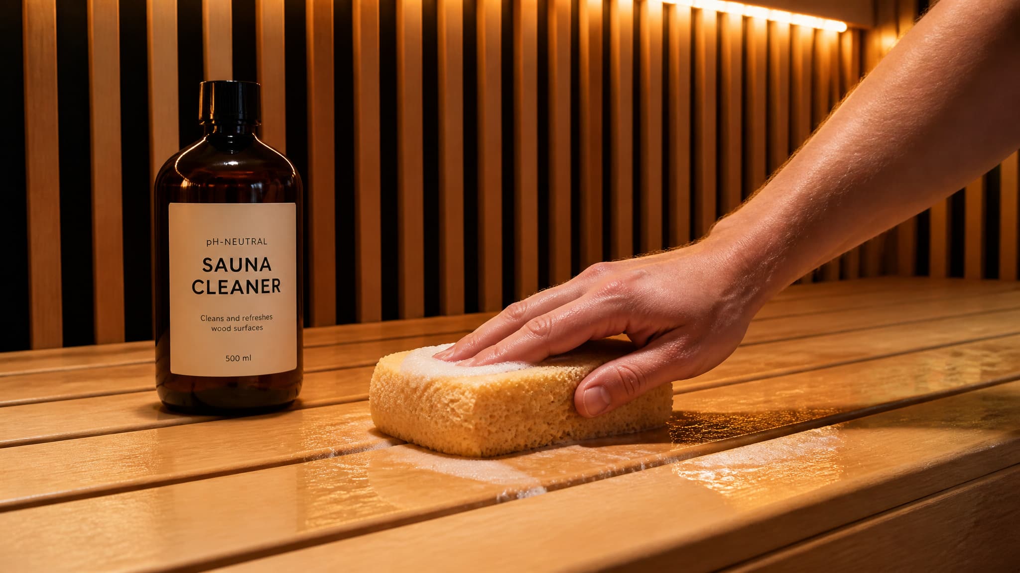 applying-sauna-cleaner-cedar