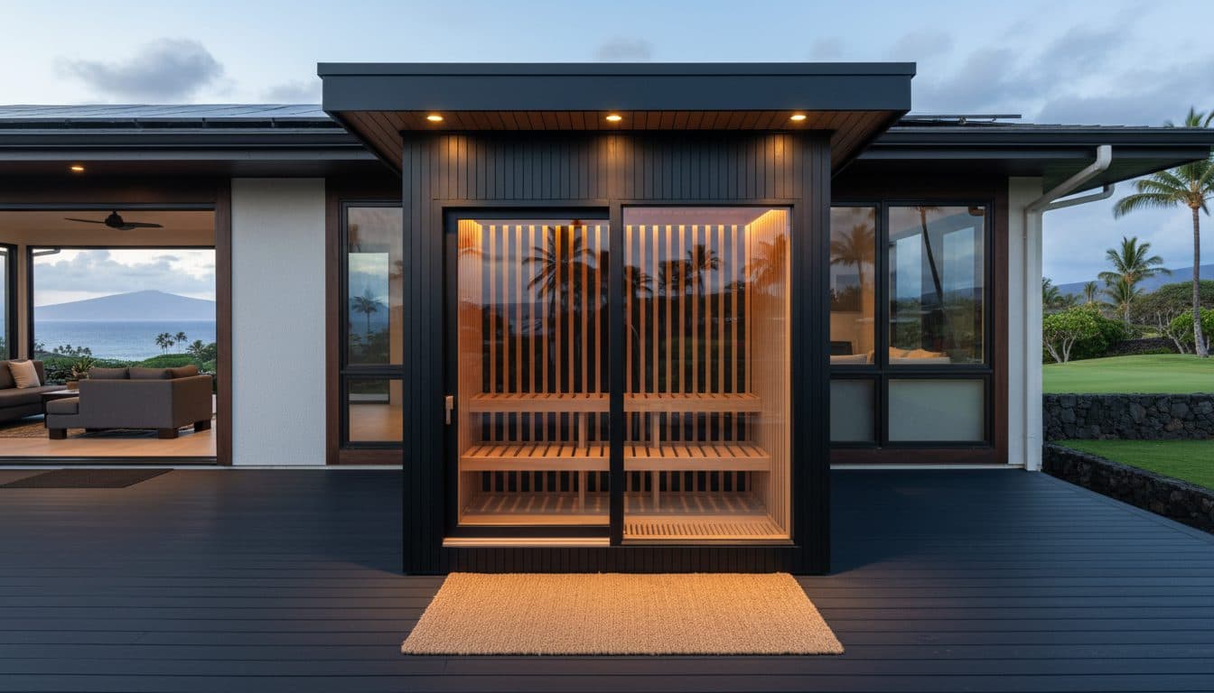 Atlas Outdoor infrared sauna concept rendering