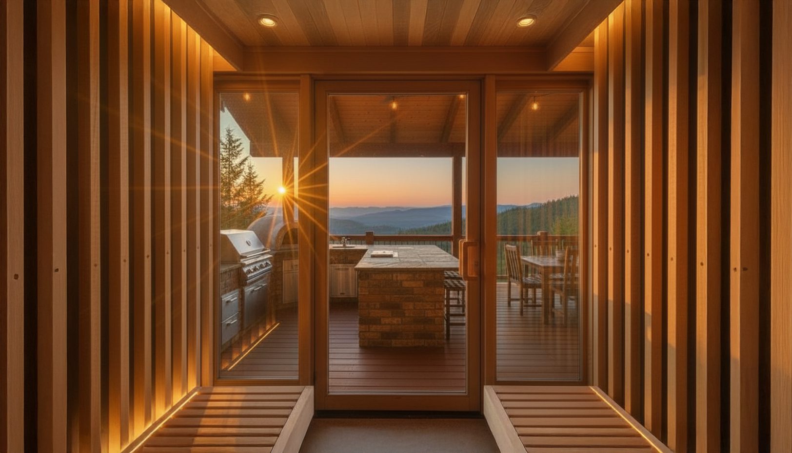 Custom infrared sauna interior with VantaWave heaters and Western Red Cedar