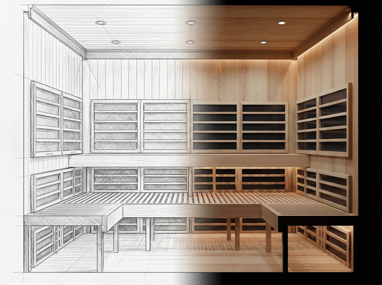 Infrared sauna design sketch