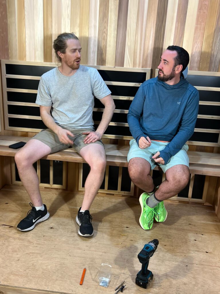 Custom infrared sauna interior with VantaWave heaters