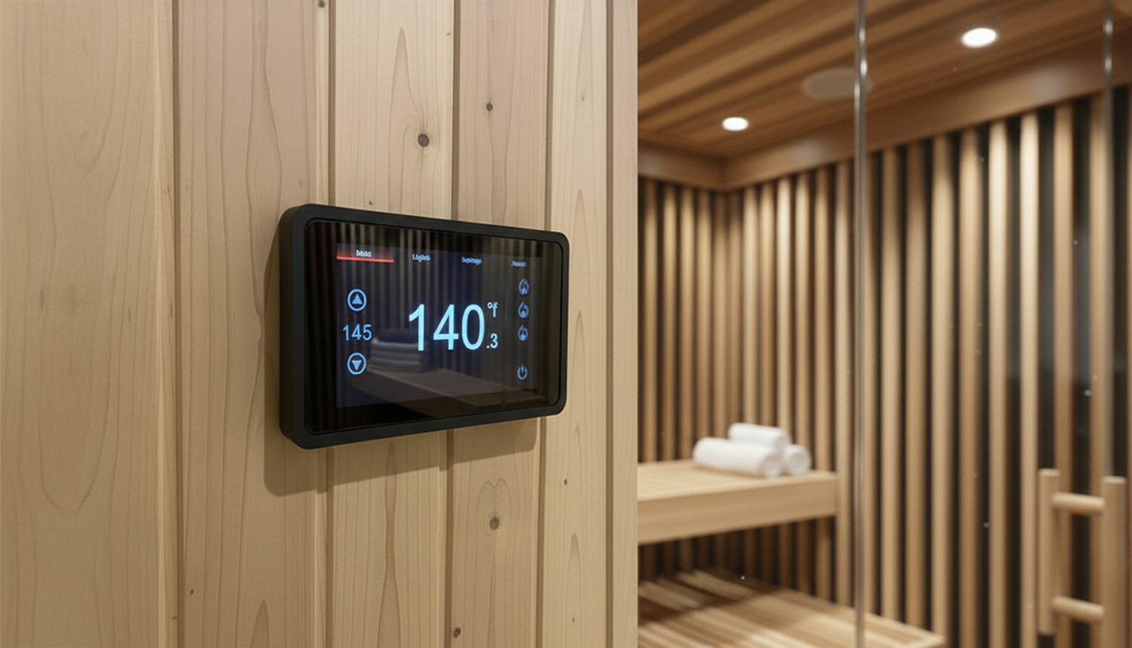 SaunaCloud Atlas One controller and interior